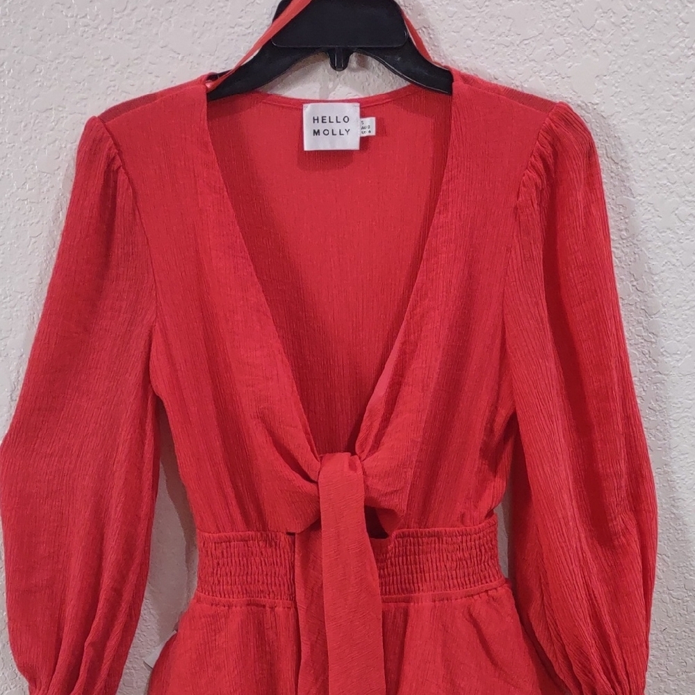 Hello Molly Vibrant Red Ruffle Dress - Picture 3 of 17